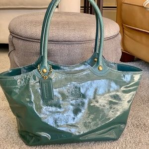 Coach Blue Patent Leather Tote